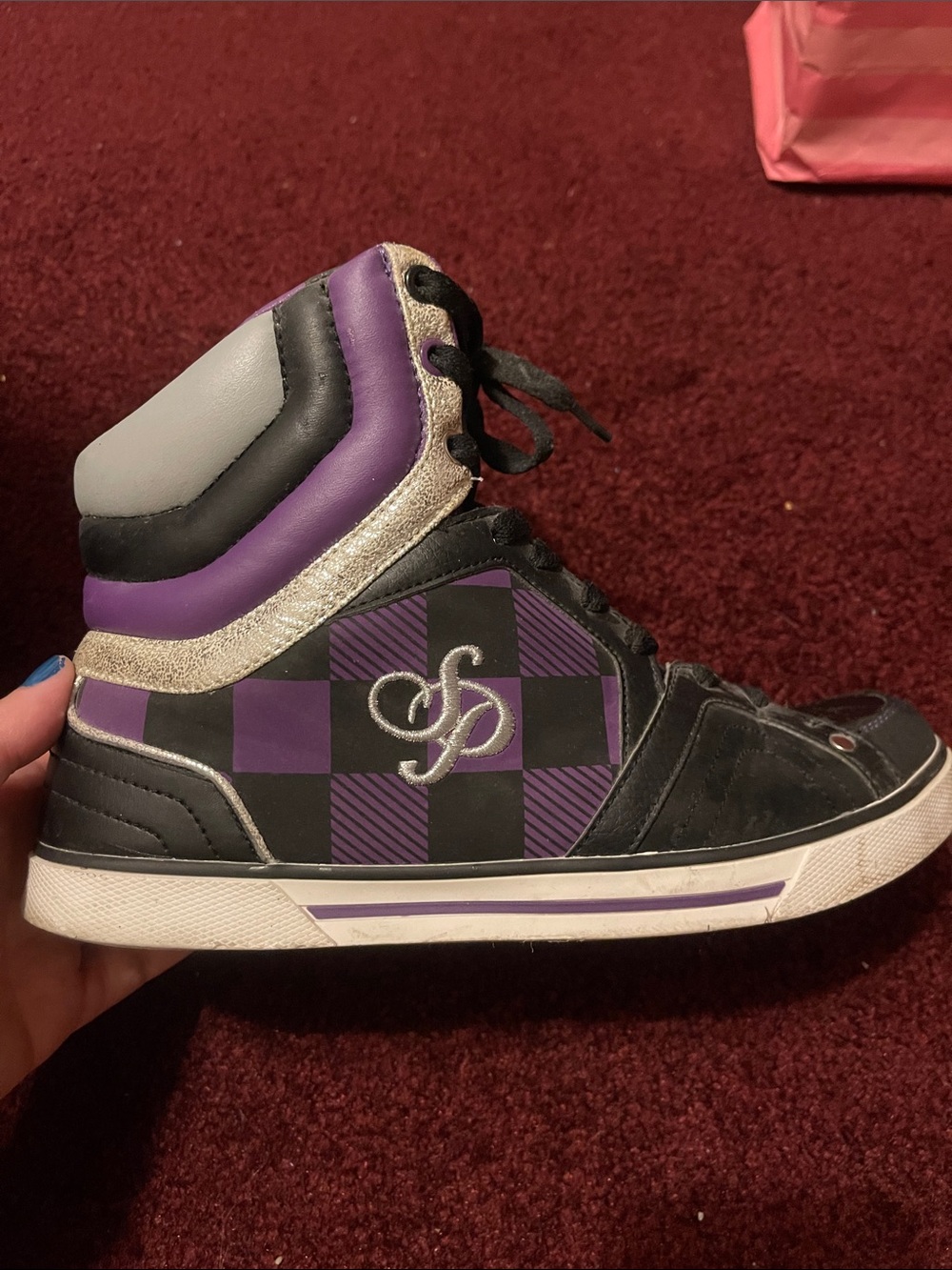 South Pole Black and Purple High-Top Sneakers